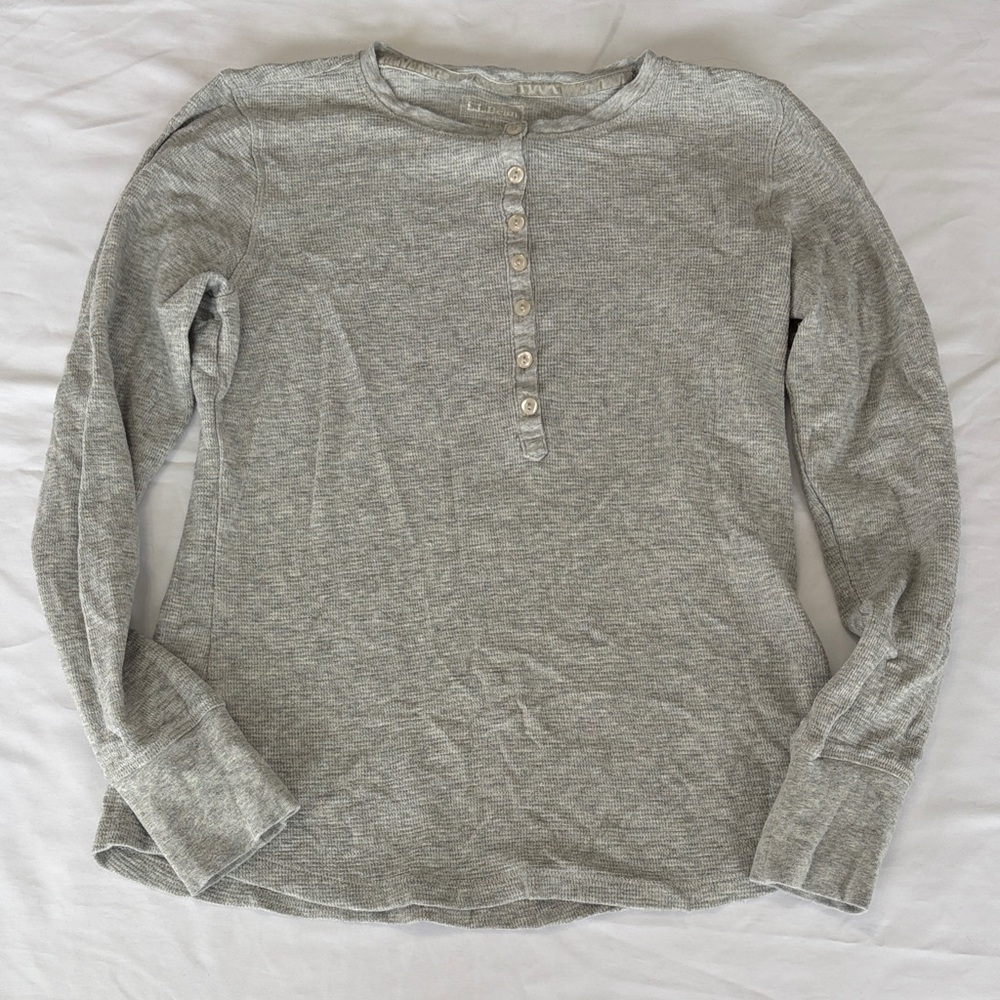 L.L. Bean Heather Gray Henley Top Size XS